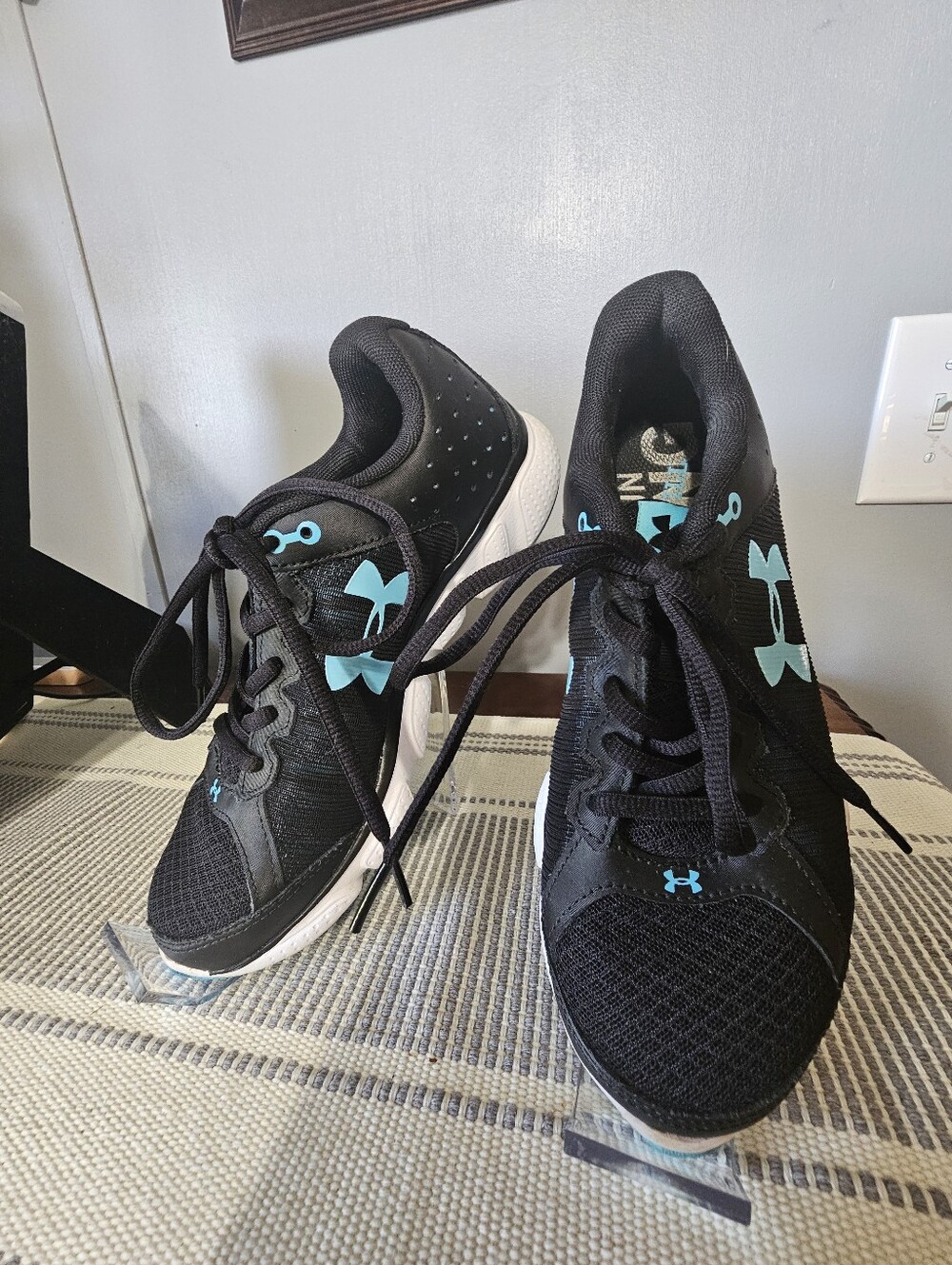 Under Armour Black Sneakers with Aqua Logo Accents